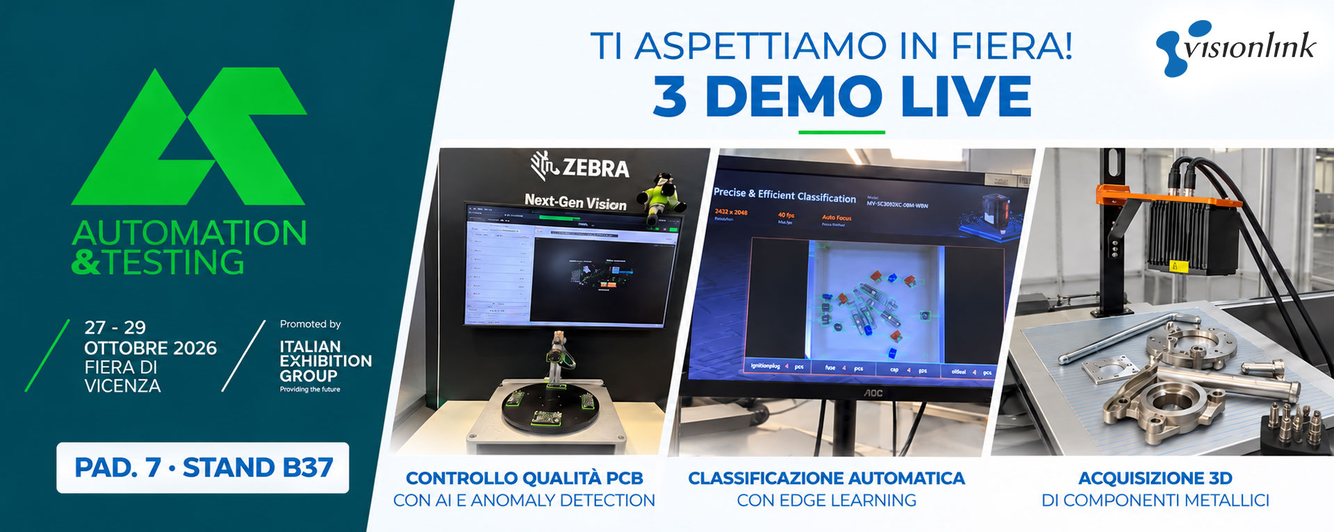 Visionlink ad A&T Vicenza 2026: demo di visione artificiale, AI e acquisizione 3D