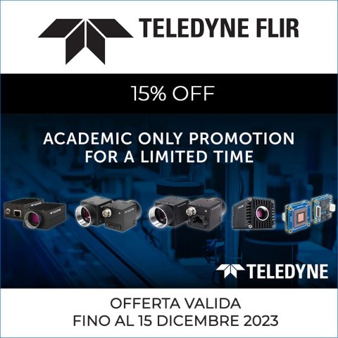 Promo accademica: 15% di sconto sulle telecamere industriali Teledyne Flir Blackfly S, Forge e Oryx